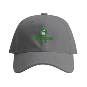 Sippa cap with precision embroidered logo, available in Black and White, one size fits all